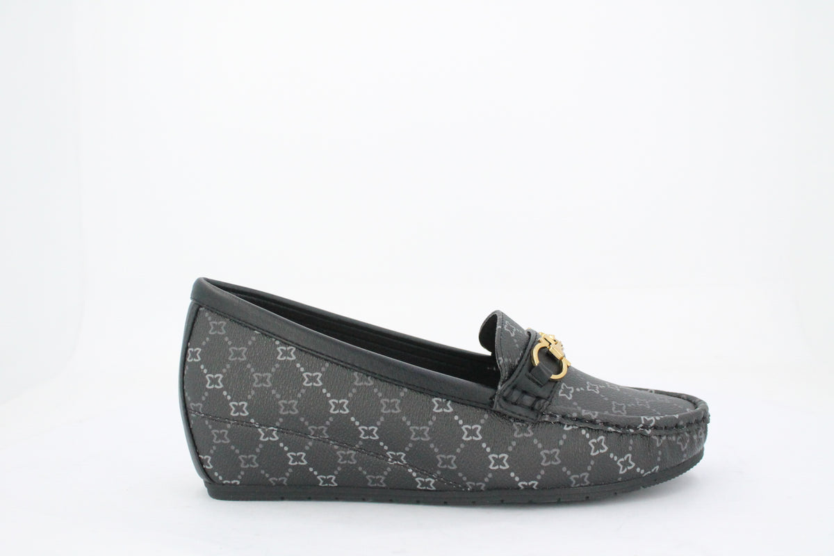KORA WEDGE MOCCASINS - BLACK