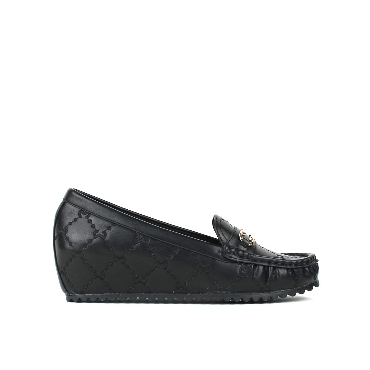ROXY-WEDGE MOCCASINS-BLACK