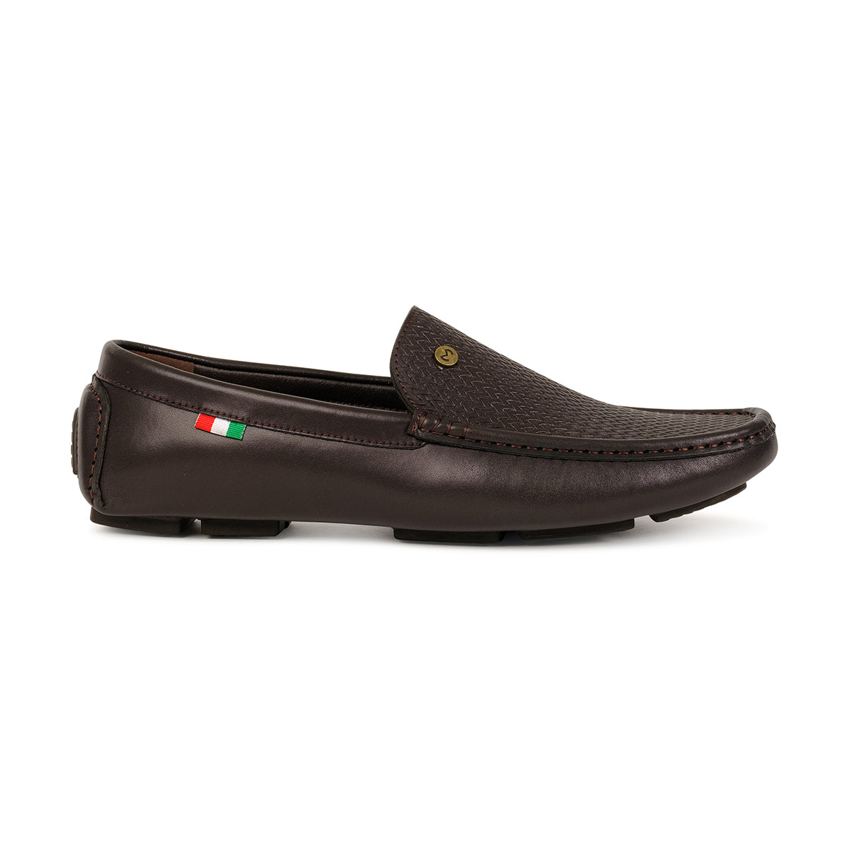 FILLION MENS LEATHER MOCCASINS-BROWN