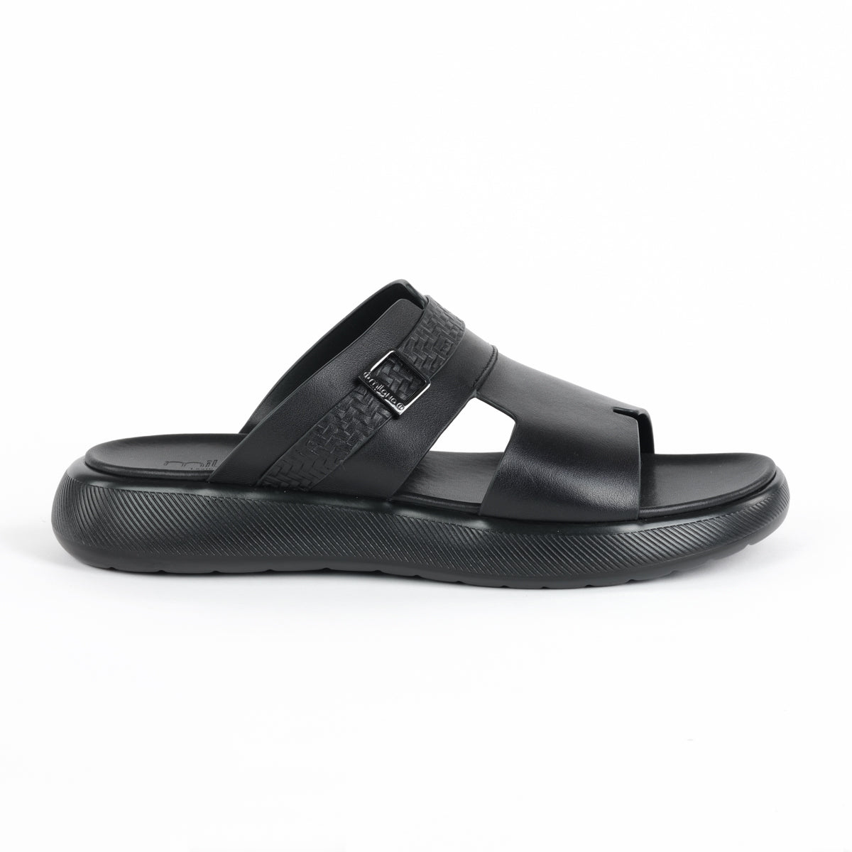 BASCO MENS LEATHER SANDALS-BLACK