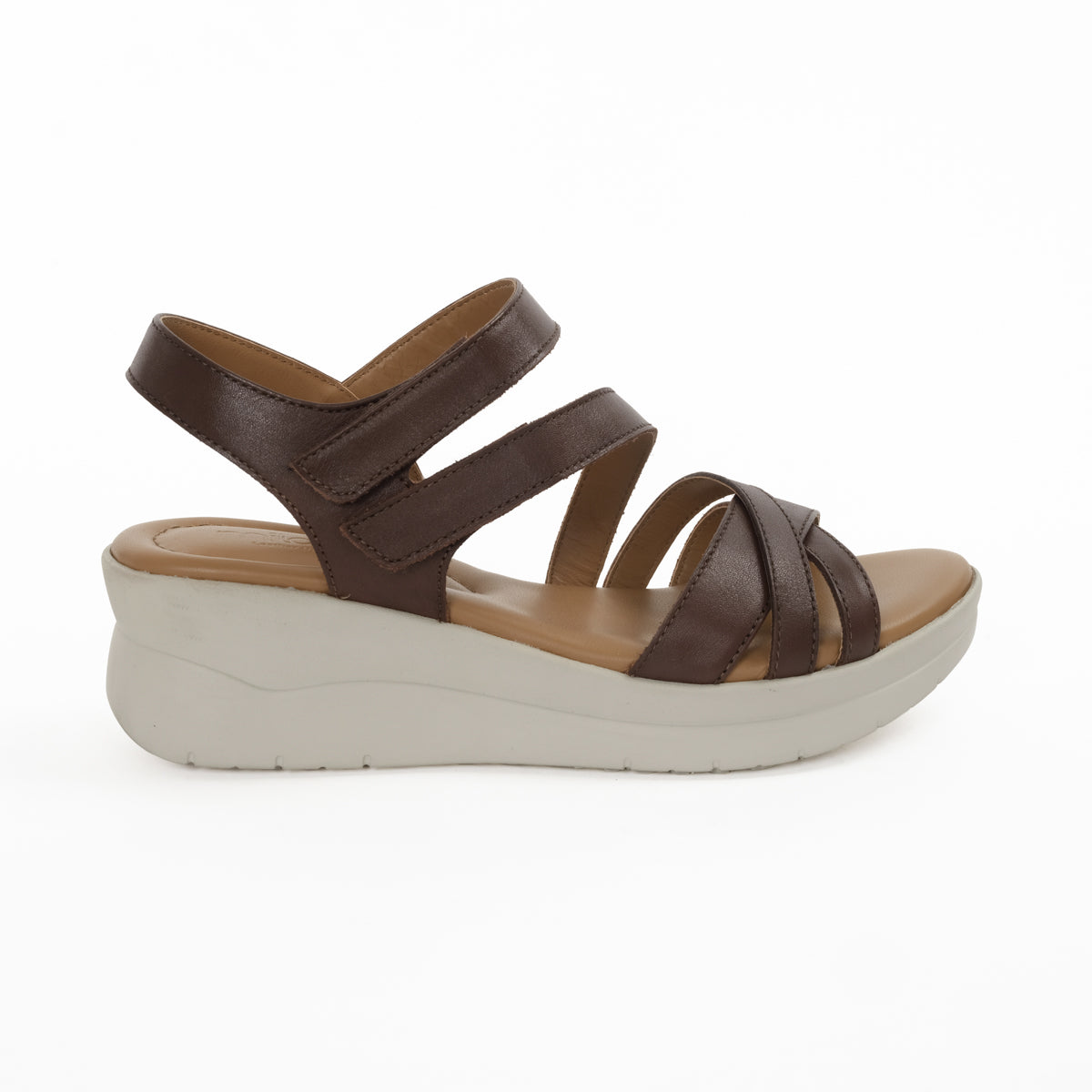 MAIMAI Leather Wedge Sandal - Dark Brown