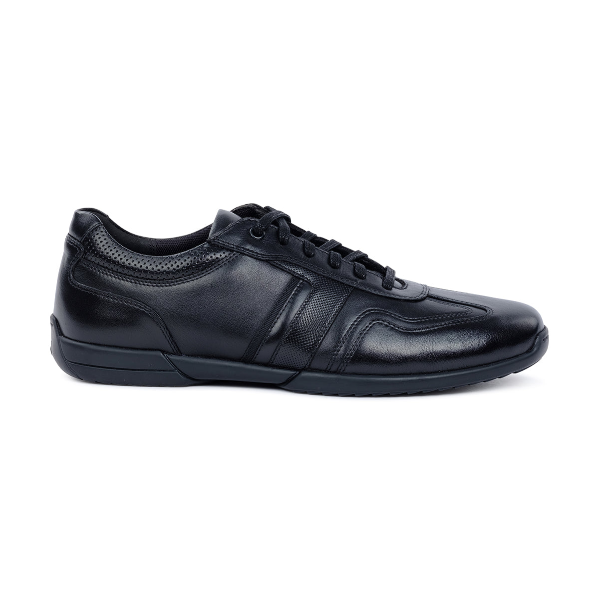 HARDEN MENS LEATHER LACEUP SNEAKERS-BLACK