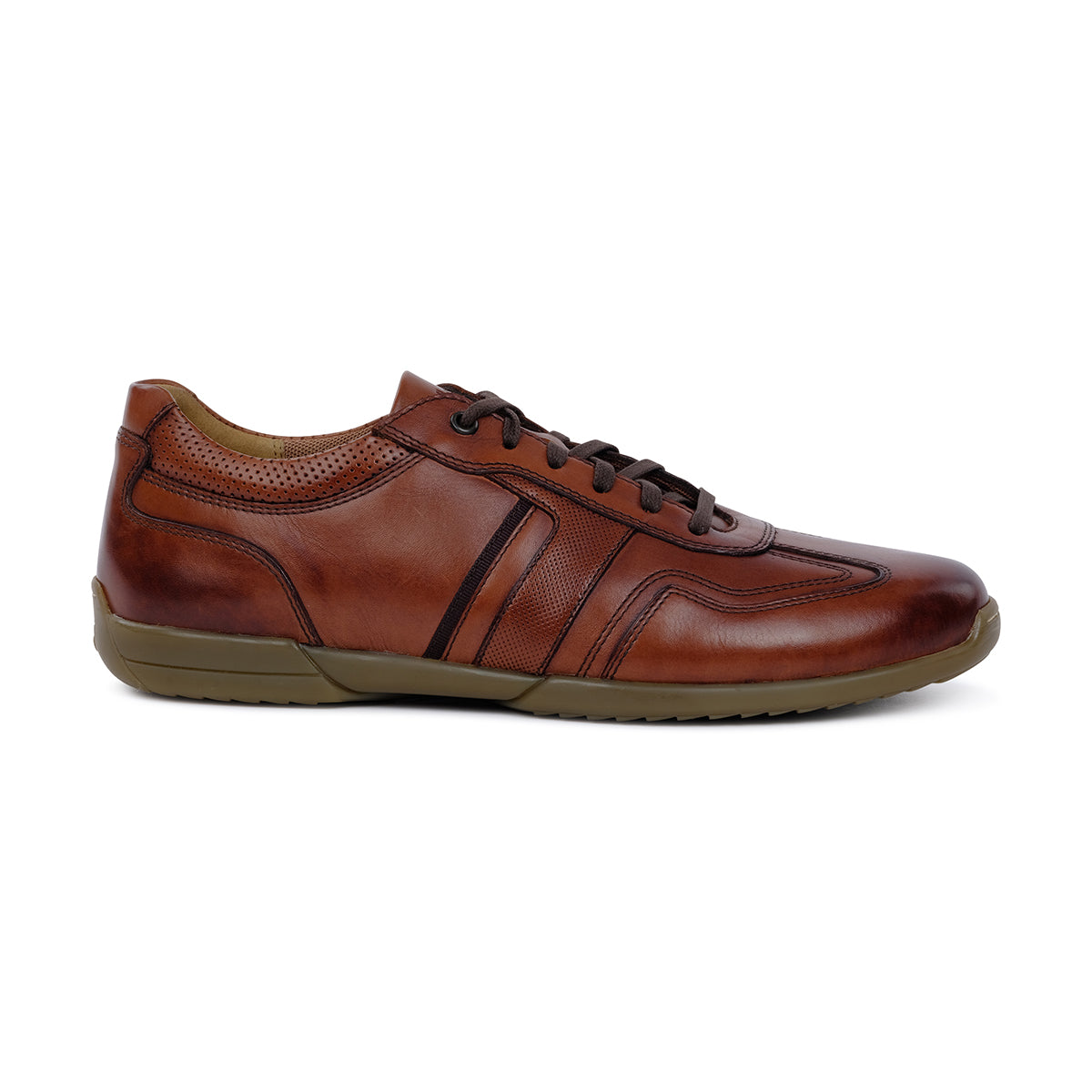 HARDEN MENS LEATHER LACEUP SNEAKERS-BROWN