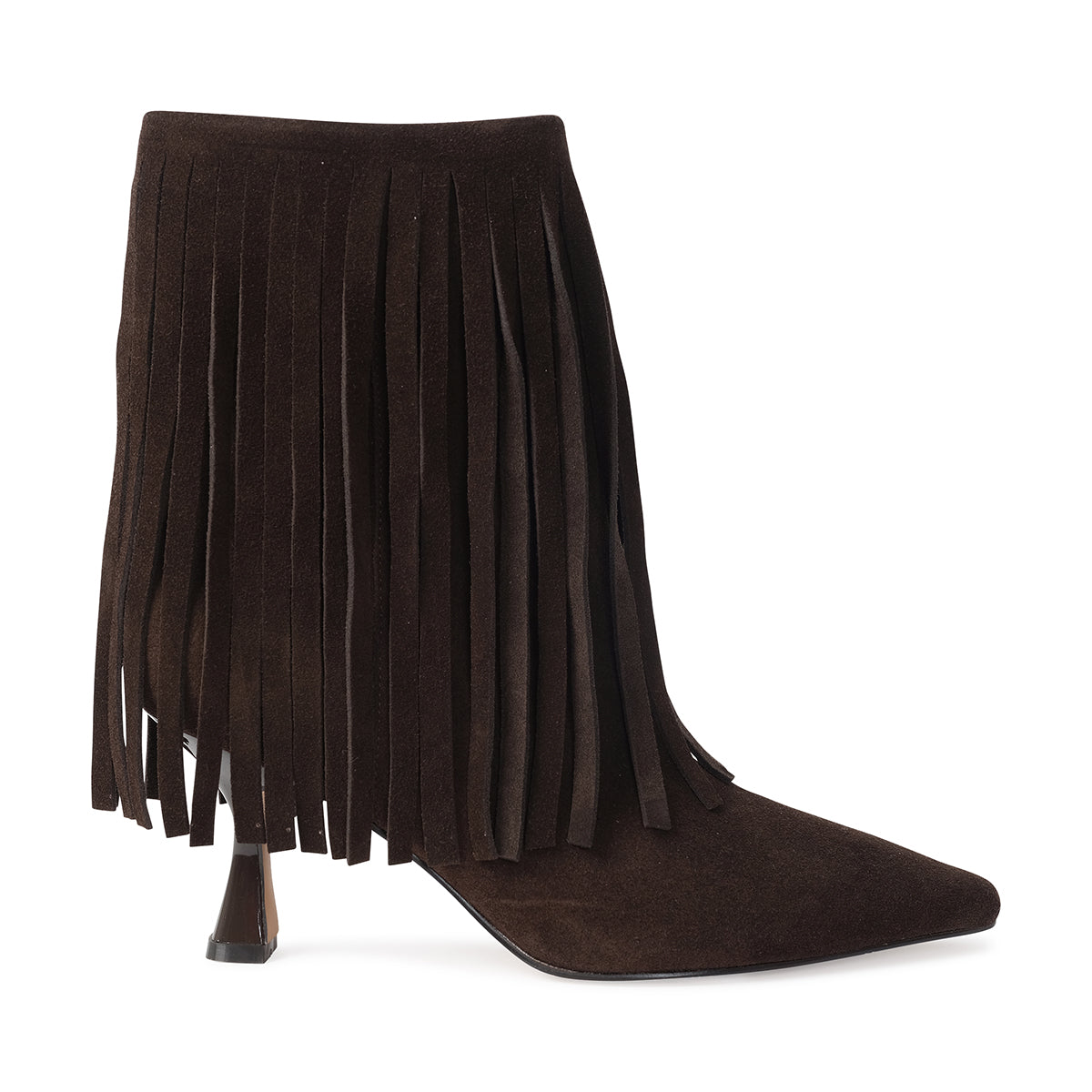 ALTHEA LADIES LEATHER FRINGE BOOTSS-DARKBROWN
