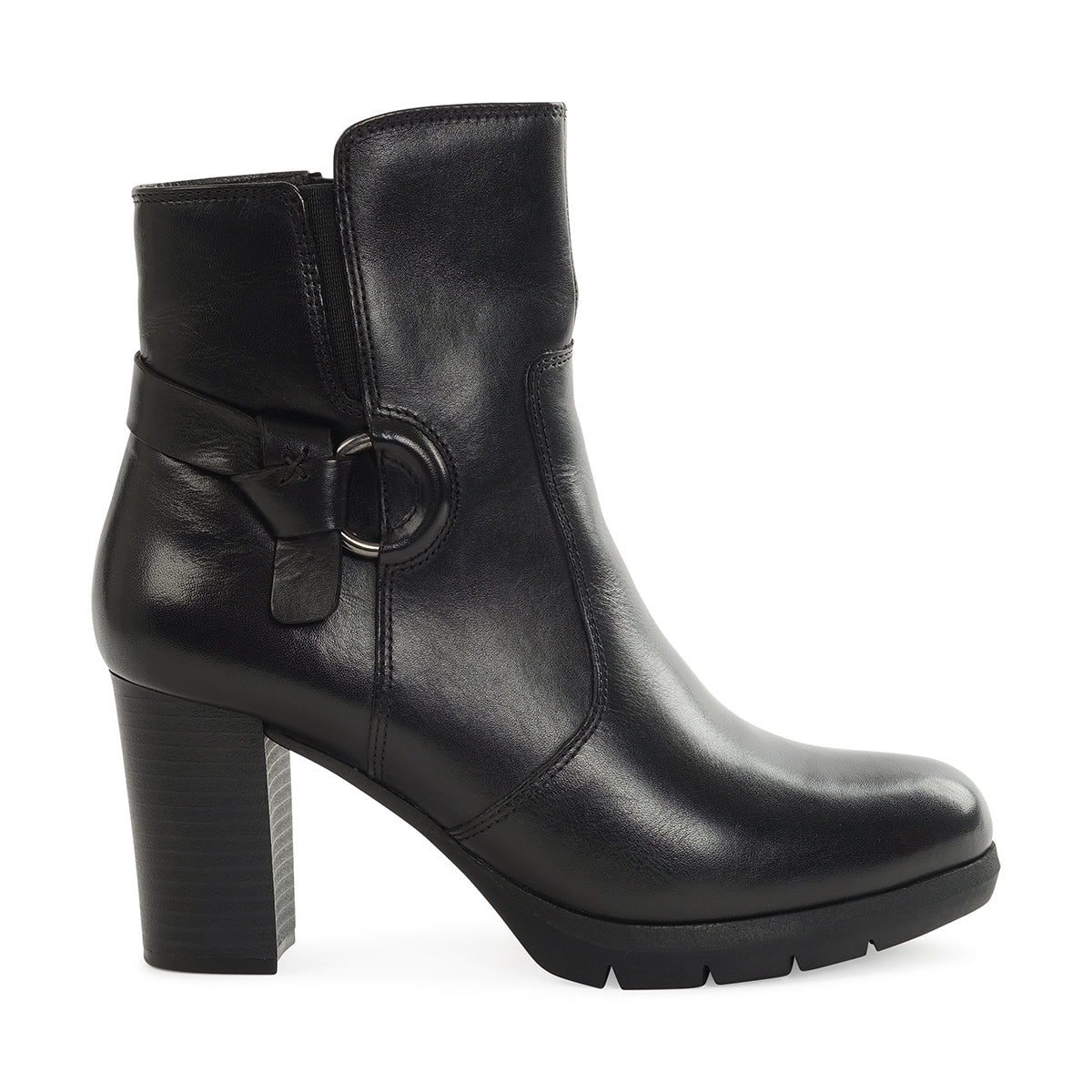 RAVENNA LADIES LEATHER ANKLE BOOTSS -BLACK