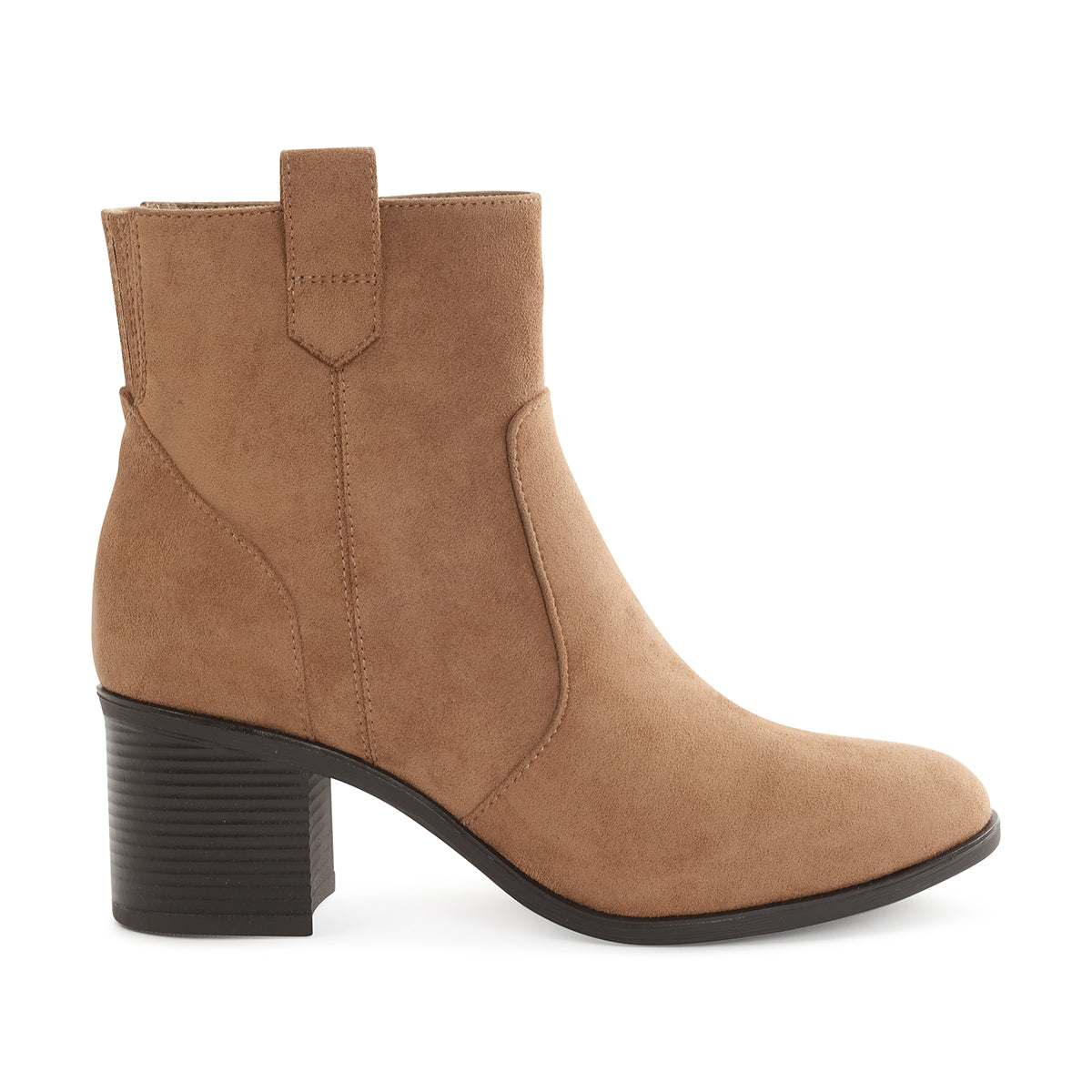 YUMINA LADIES ANKLE BOOTS BLOCK HEEL - TAUPE