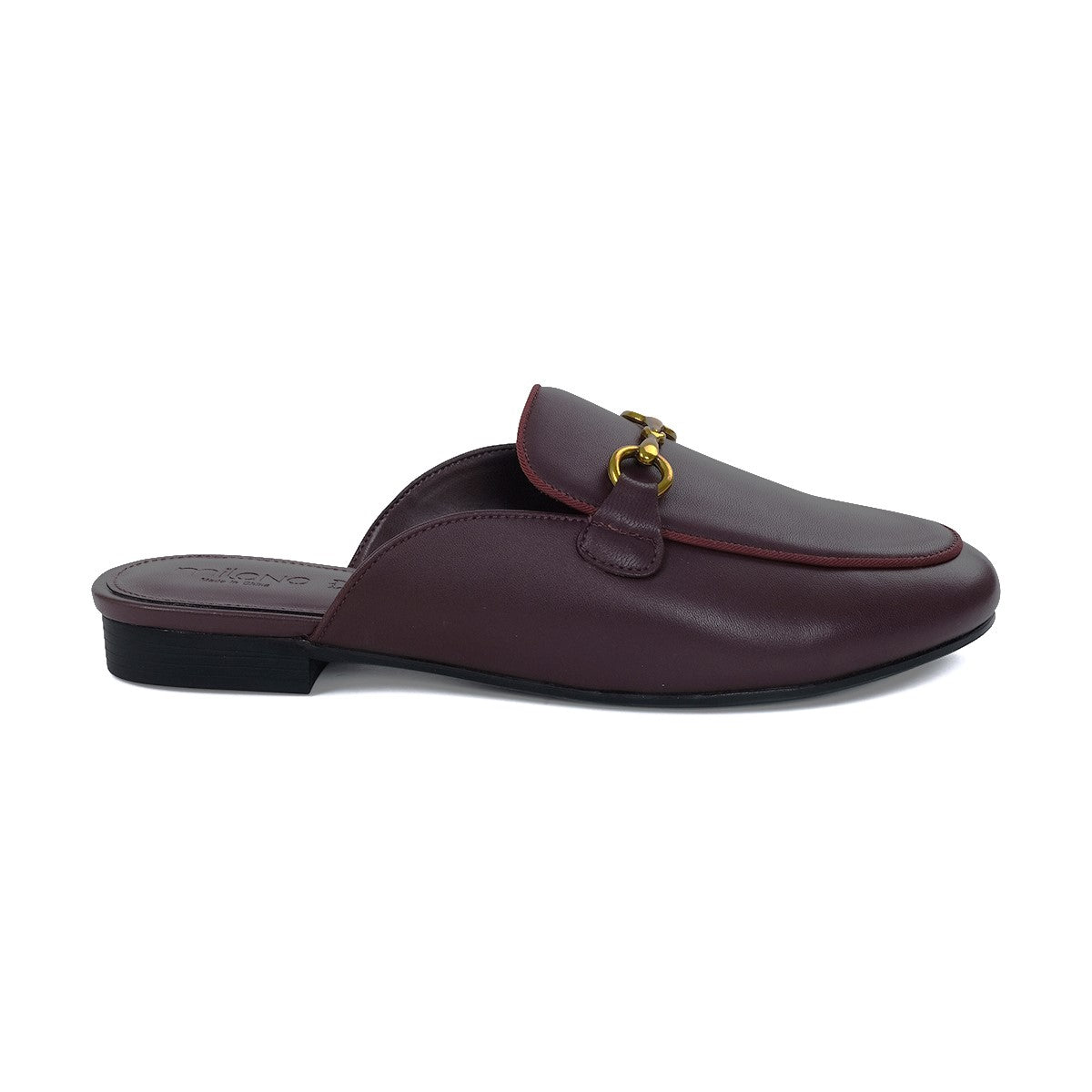 VAZIA Leather Mule Flats - BURGUNDY/WINE