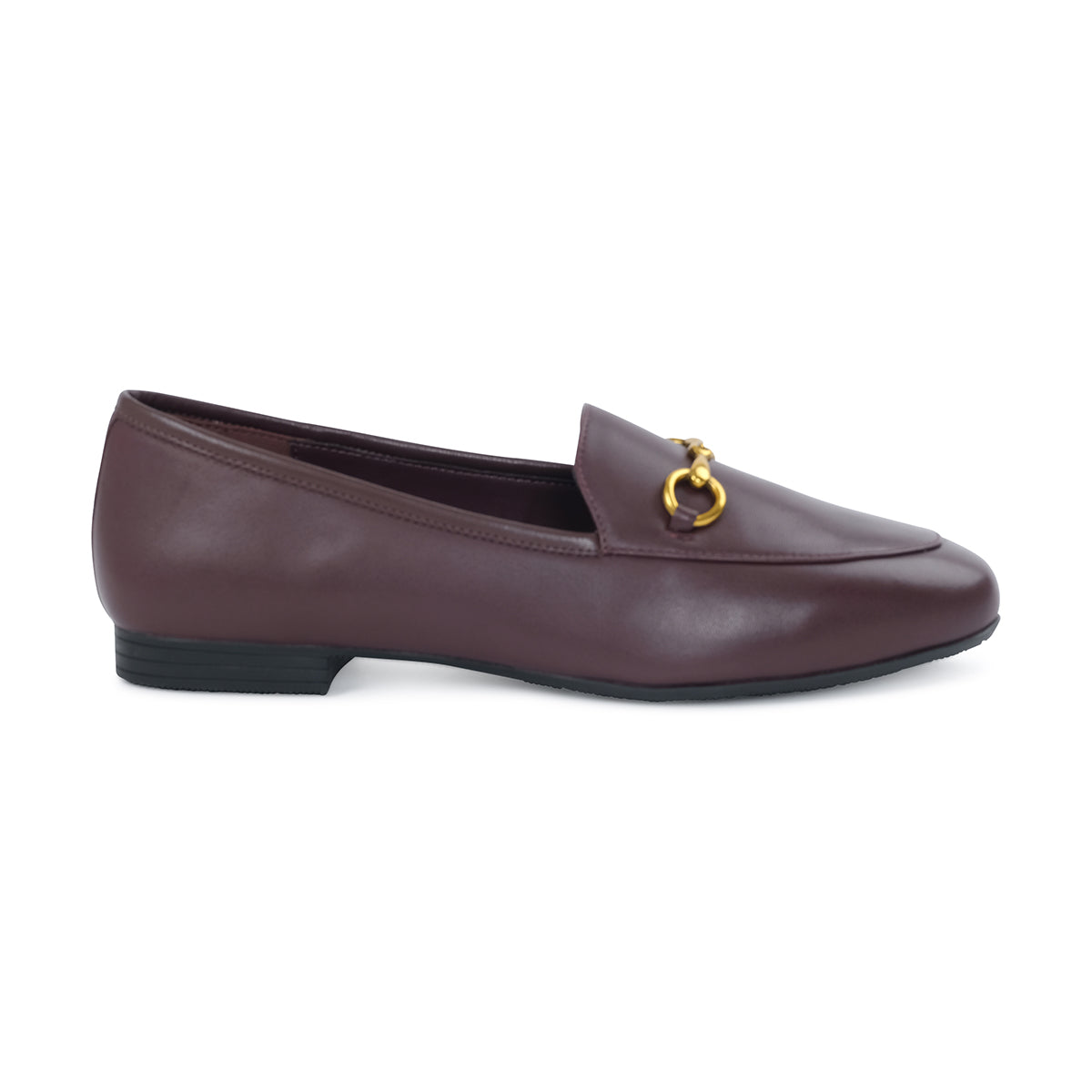 VAZIA Leather  Loafer Flats - BURGUNDY/WINE